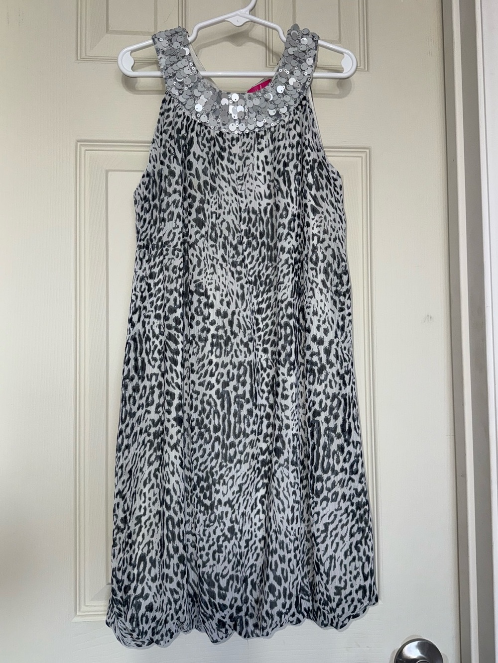 Pinky Ruffle/Bubble Hem Sequin Cheetah Print Y2K Dress Girl’s Size 8
